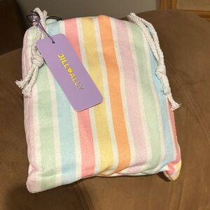 Pastel Striped Drawstring Bag